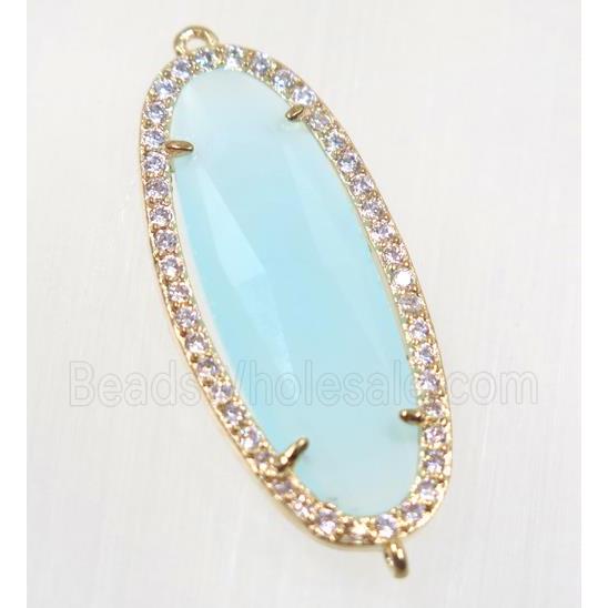 gemstone connector paved zircon, gold plated