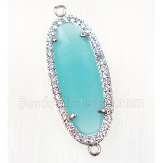 gemstone connector paved zircon, platinum plated