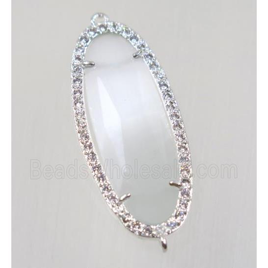gemstone connector paved zircon, platinum plated