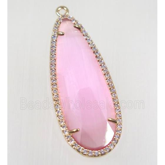 gemstone pendant paved zircon, gold plated