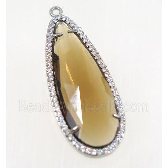 gemstone pendant paved zircon, platinum plated