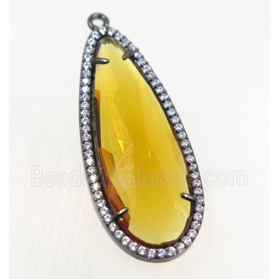 gemstone pendant paved zircon, black plated
