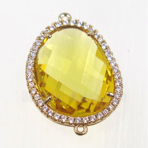 gemstone connector paved zircon, gold plated