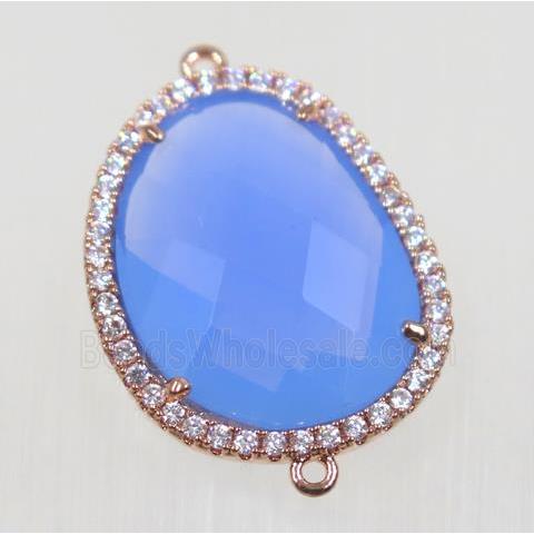 gemstone connector paved zircon, gold plated