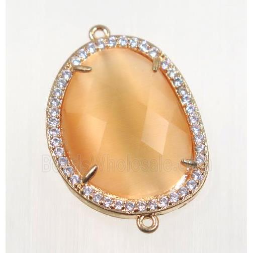 gemstone connector paved zircon, gold plated