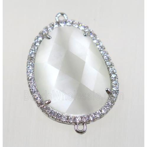 gemstone connector paved zircon, platinum plated