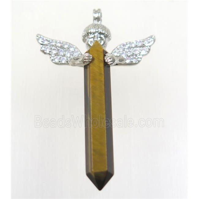 gemstone pendant, angel, platinum plated