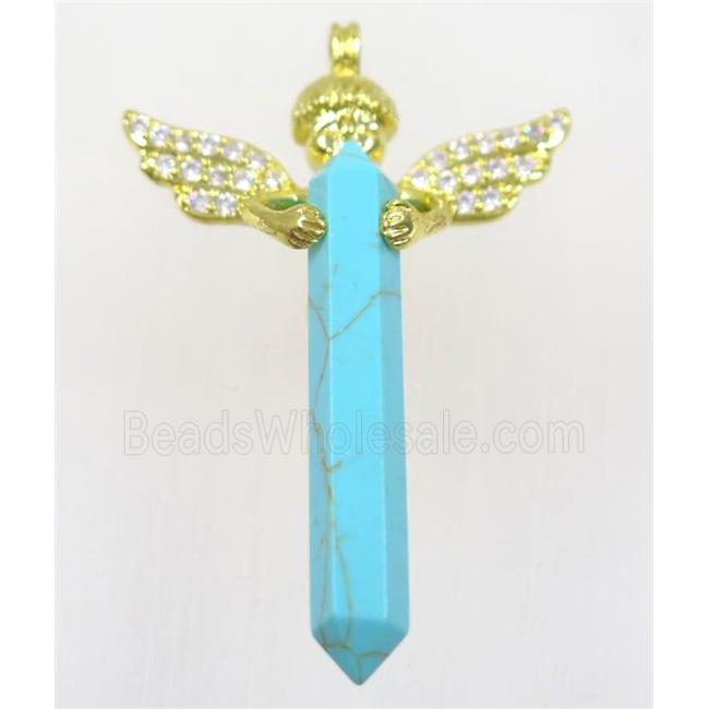 gemstone pendant, angel, gold plated
