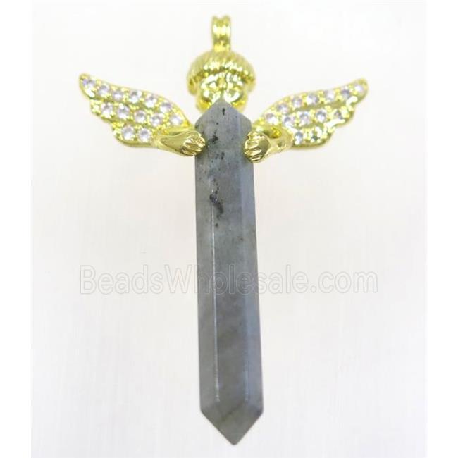 gemstone pendant, angel, gold plated