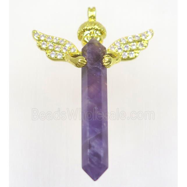 gemstone pendant, angel, gold plated