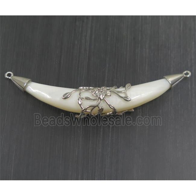 white pearl shell horn pendant with 2loops