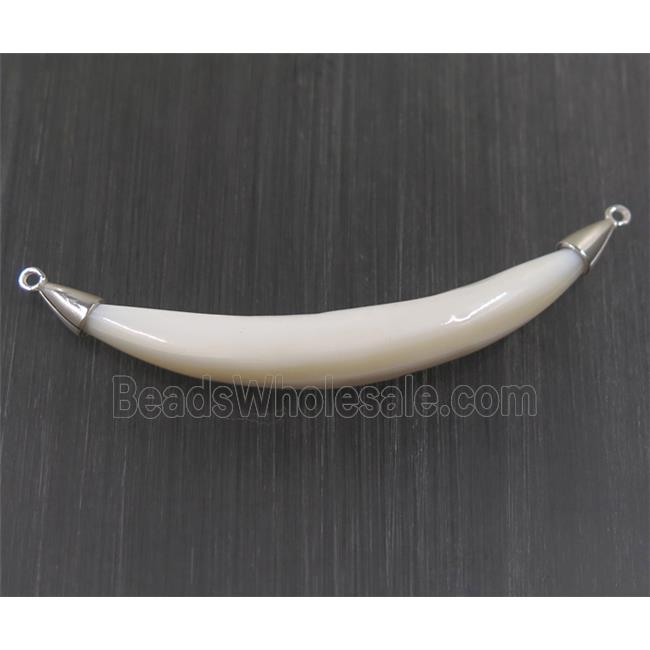 white pearl shell horn pendant with 2loops