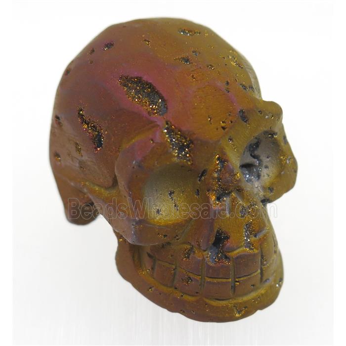 purple Agate druzy skull charms, no-hole