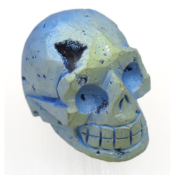green Agate druzy skull charms, no-hole