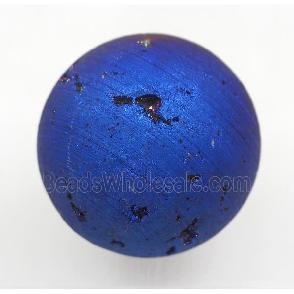round blue Agate druzy ball charms, no-hole