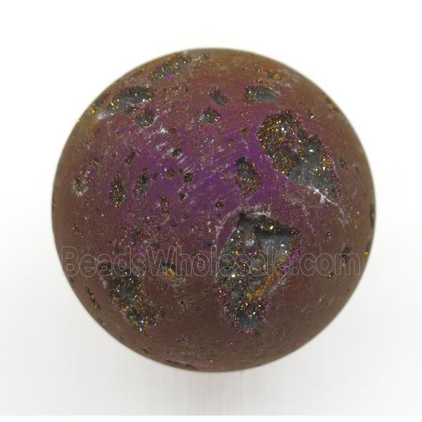 purple round Agate druzy ball charms, no-hole