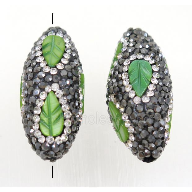 Clay rice beads paved rhinestone