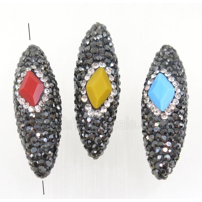 Clay rice beads paved rhinestone, mix