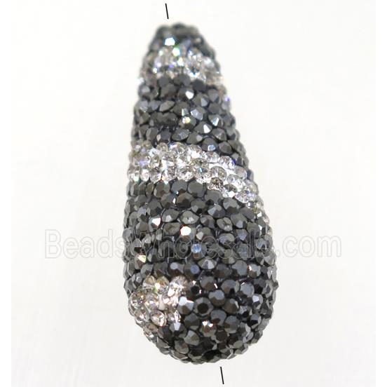clay teardrop beads paved rhinestone