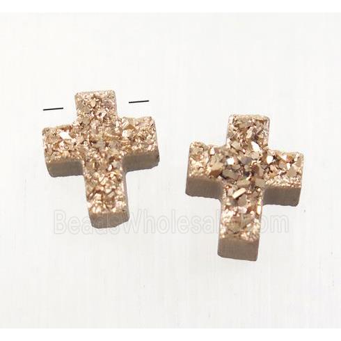 Agate Druzy Cross pendant, rose gold