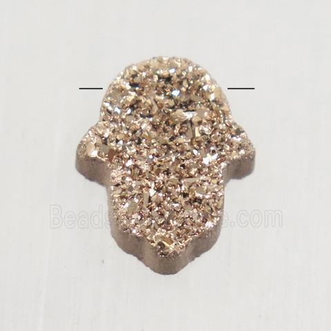 Agate Druzy Hamsahand pendant, rose gold
