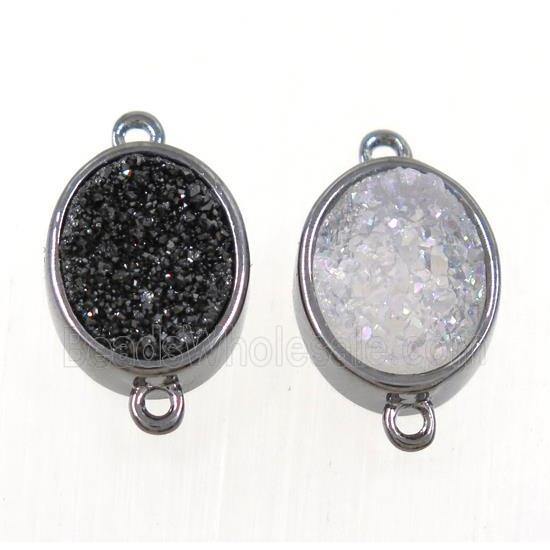 mix color Druzy Quartz oval connector