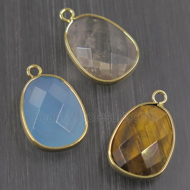 mix gemstone pendant, faceted teardrop