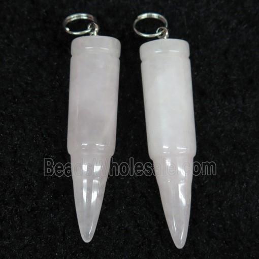 Rose Quartz bullet pendant, pink