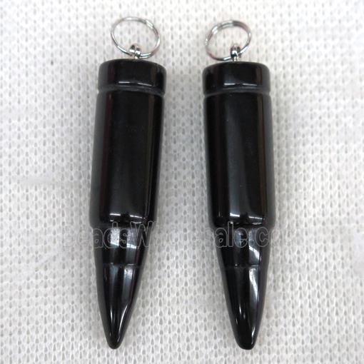 black Agate Onyx bullet pendant