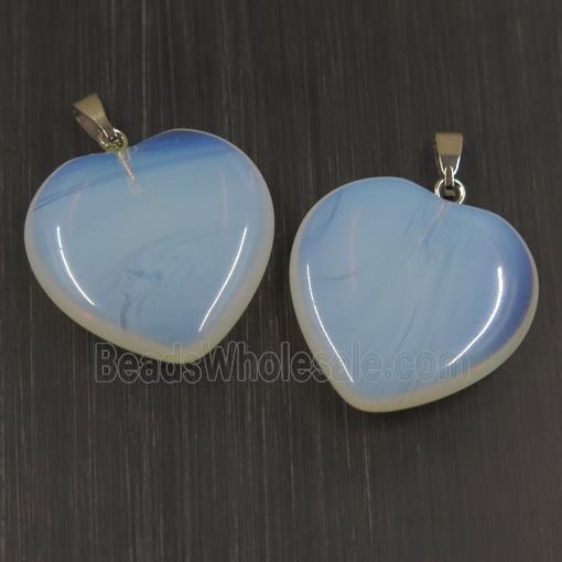 white Opalite heart pendant