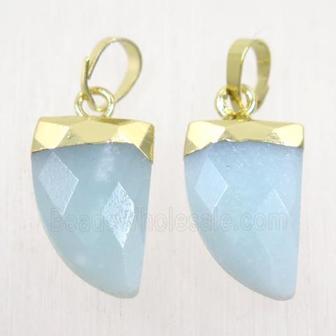 blue Aventurine horn pendants, gold plated