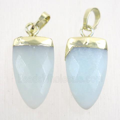 blue Aventurine pendants, faceted arrowhead, gold plated