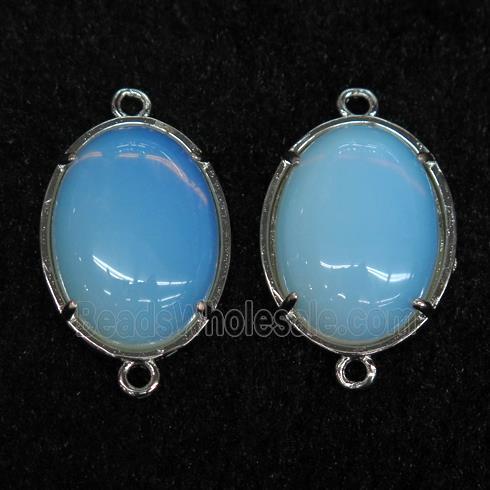 white Opalite oval connector