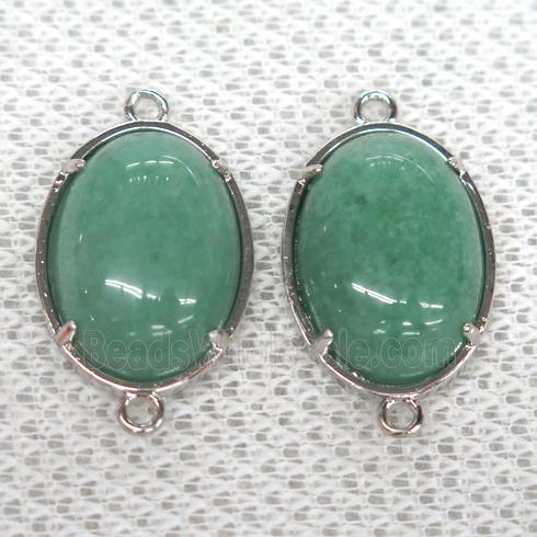green Aventurine connector, oval