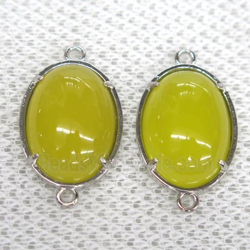 yellow Chalcedony connector, oval