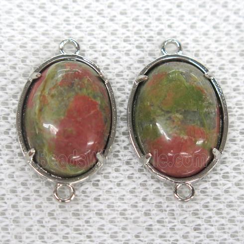 Unakite connector, oval