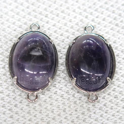 purple Amethyst connector, oval
