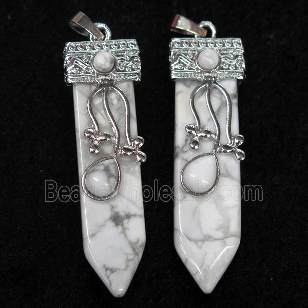 white Howlite Turquoise arrowhead pendant