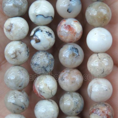 round white African Moss Opal Jasper beads