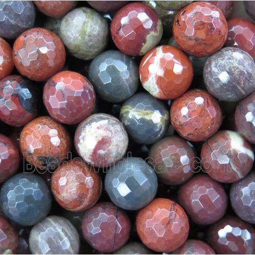 red Apple Jasper beads, faceted round