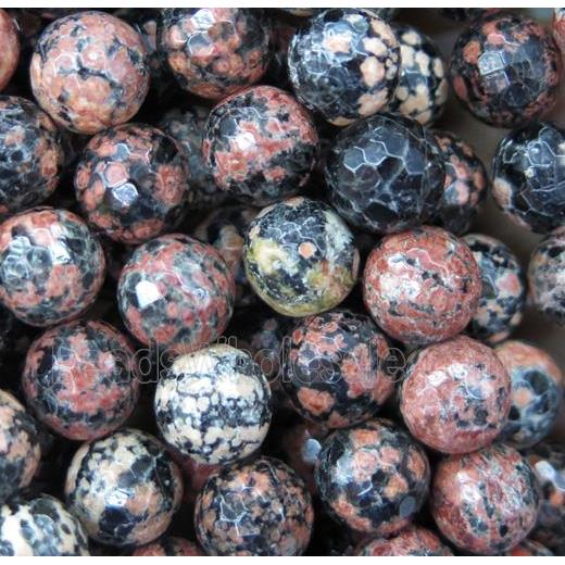 red Snowflake jasper beads, faceted round