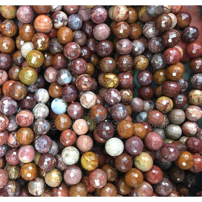 red porcelain Jasper beads, faceted round