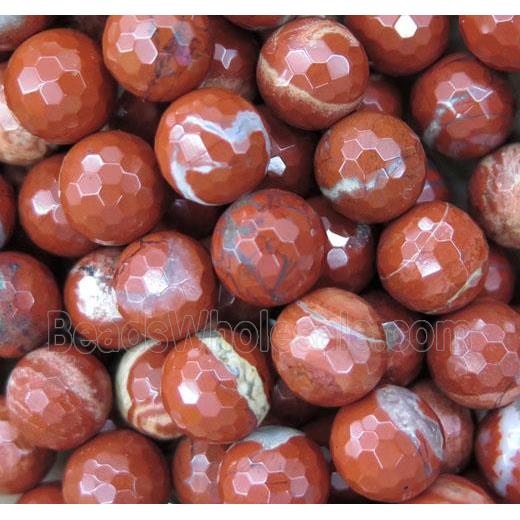 white lace Red Jasper bead, faceted round