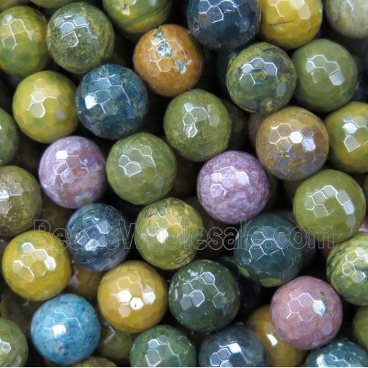 Ocean Jasper Beads, faceted round, multi-color