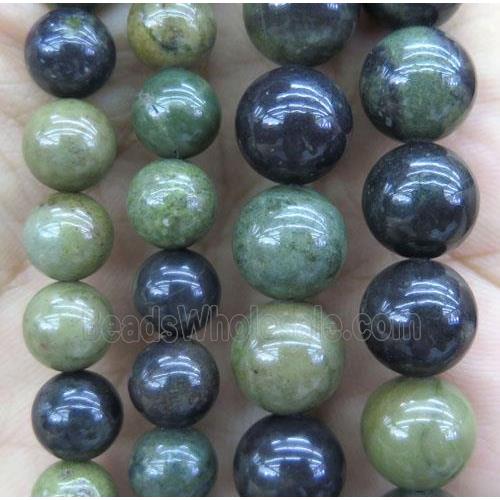 Green African Autumn Jasper beads, round
