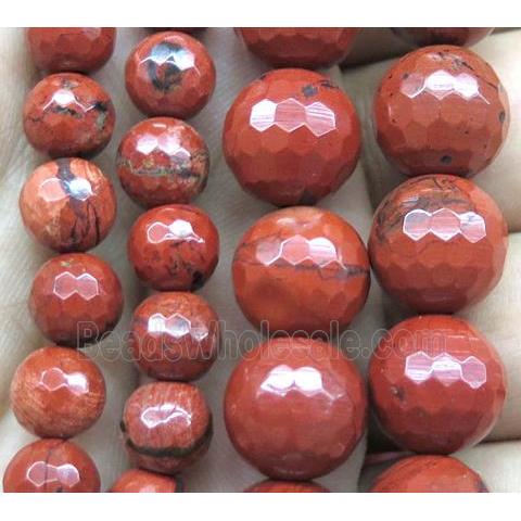 Red Jasper beads, faceted round