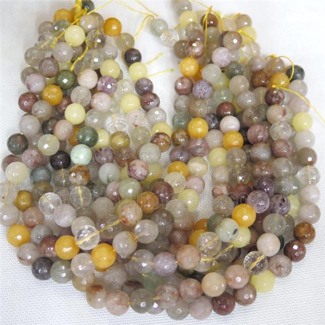 mix rutilated quartz bead, faceted round