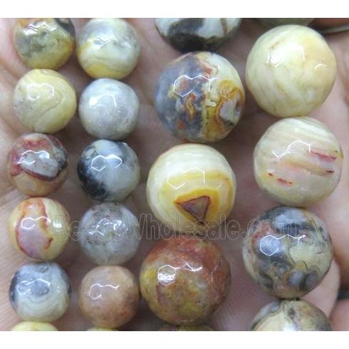 faceted round Crazy Agate Beads