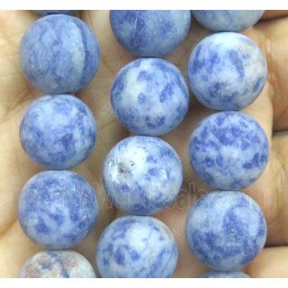 round matte blue spotted dalmatian jasper beads