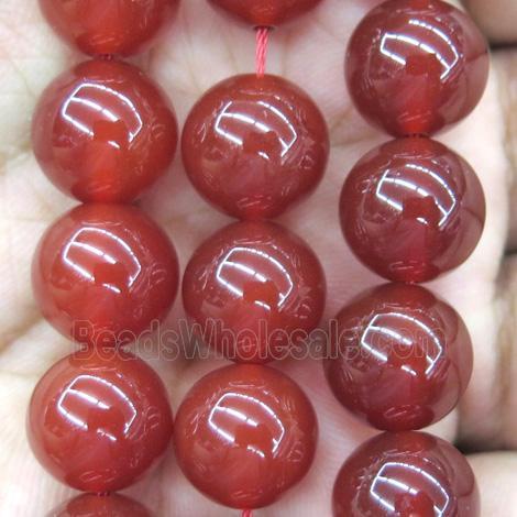 Red Agate Carnelian Beads Smooth Round